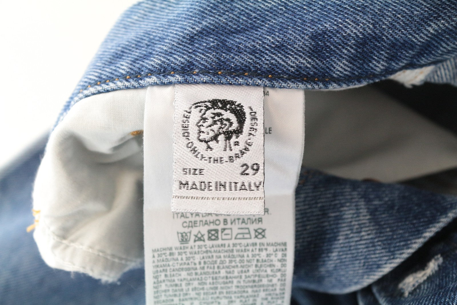 DIESEL Mharky 0077V W29/L32 Bleached Blue Jeans Slim Cotton 5-Pocket for Men's