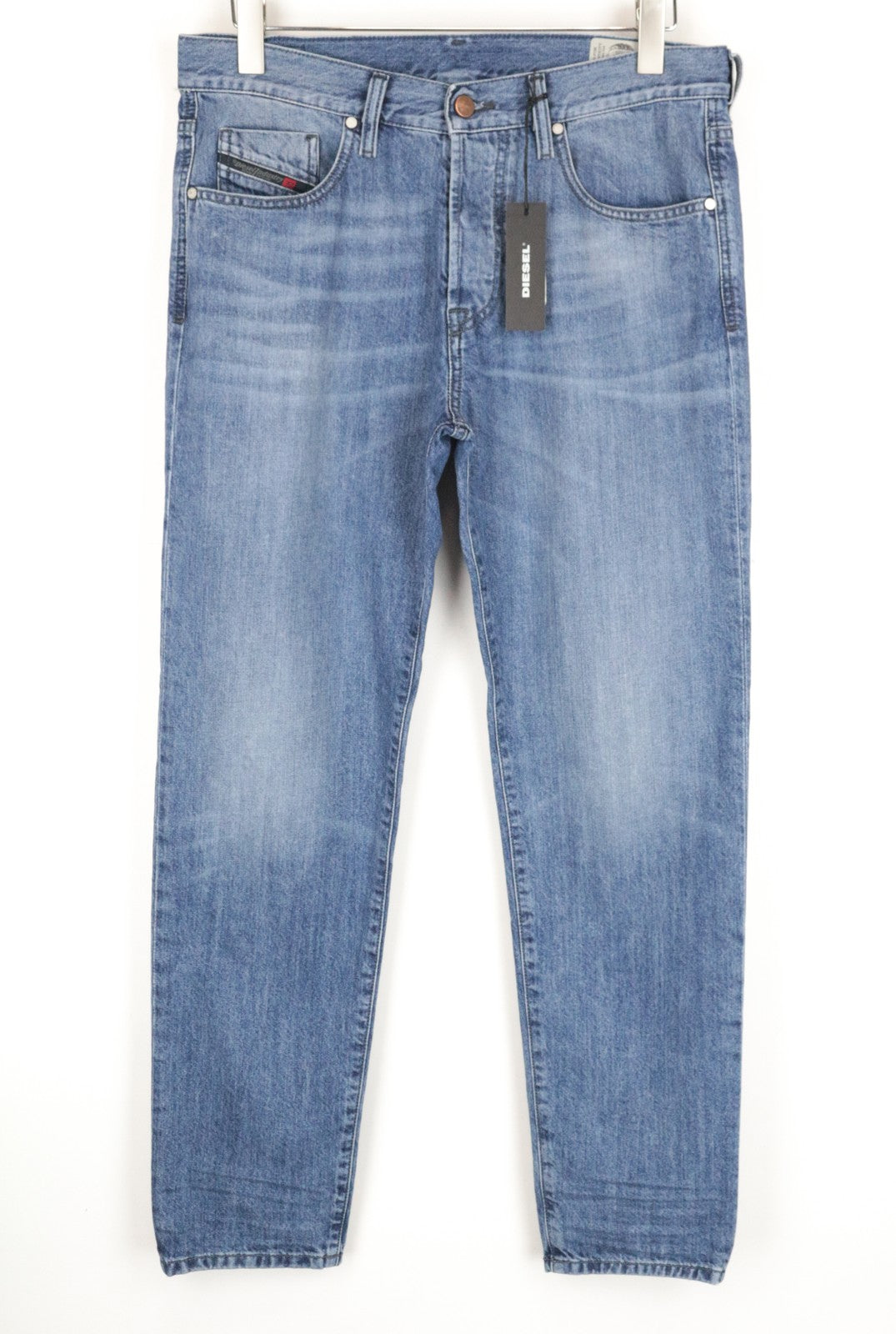 DIESEL Mharky 084UJ W33/L34 Blue Washed Cotton Denim Jeans Men's Skinny Fit