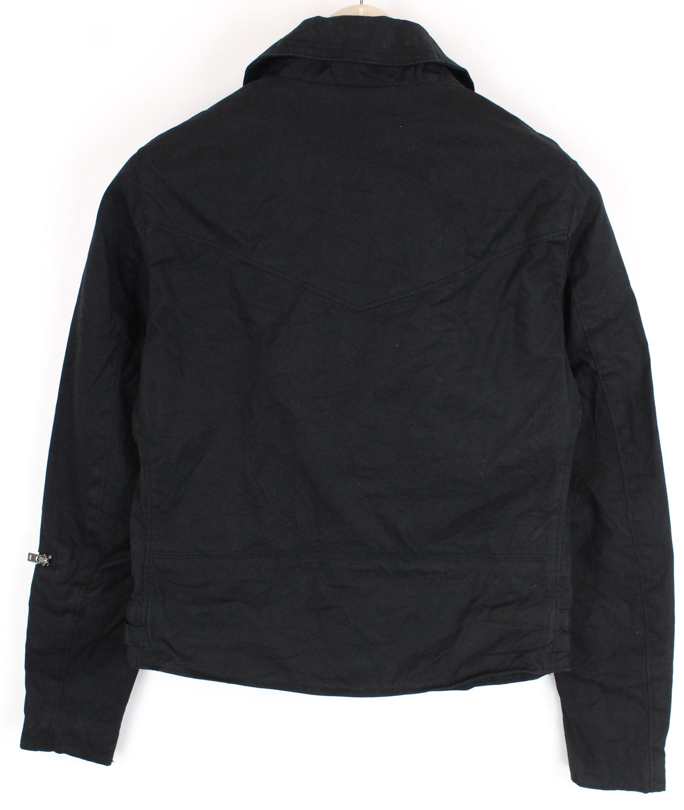 MAISON SCOTCH Women Jacket M/L Black Cropped Pin Plain Logo Biker Style