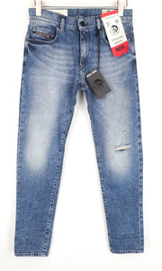 DIESEL D-Strukt 081AQ W29/L30 Washed Stretch Blue Cotton Jeans Men's Tapered Fit