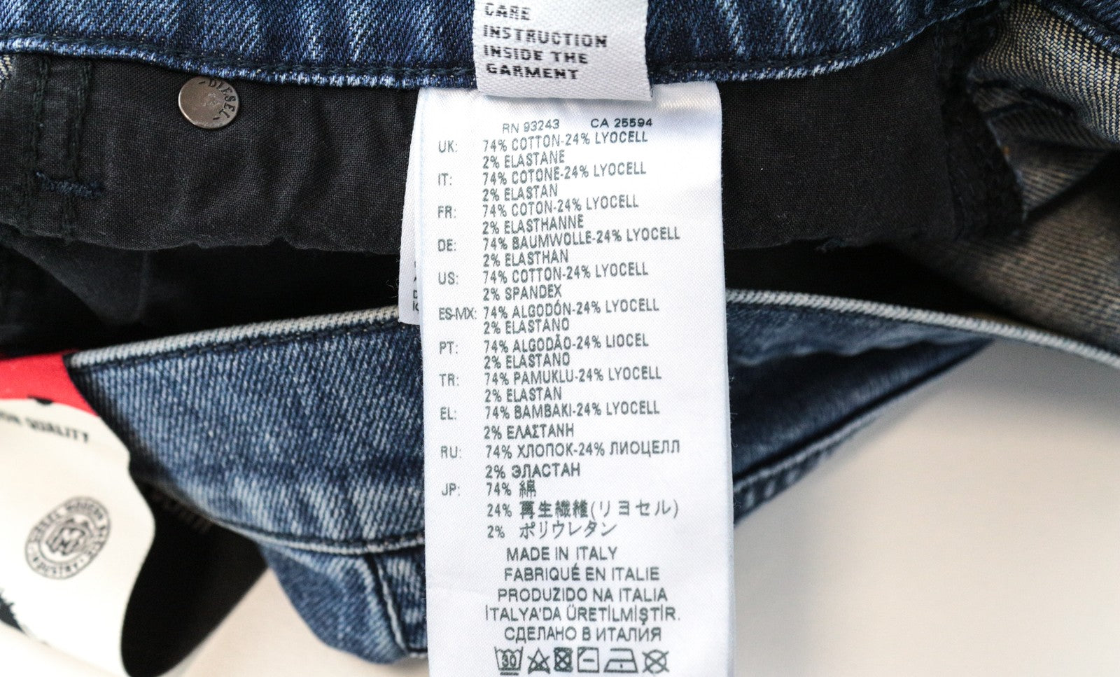 DIESEL D-Strukt 081AQ W29/L30 Washed Stretch Blue Cotton Jeans Men's Tapered Fit