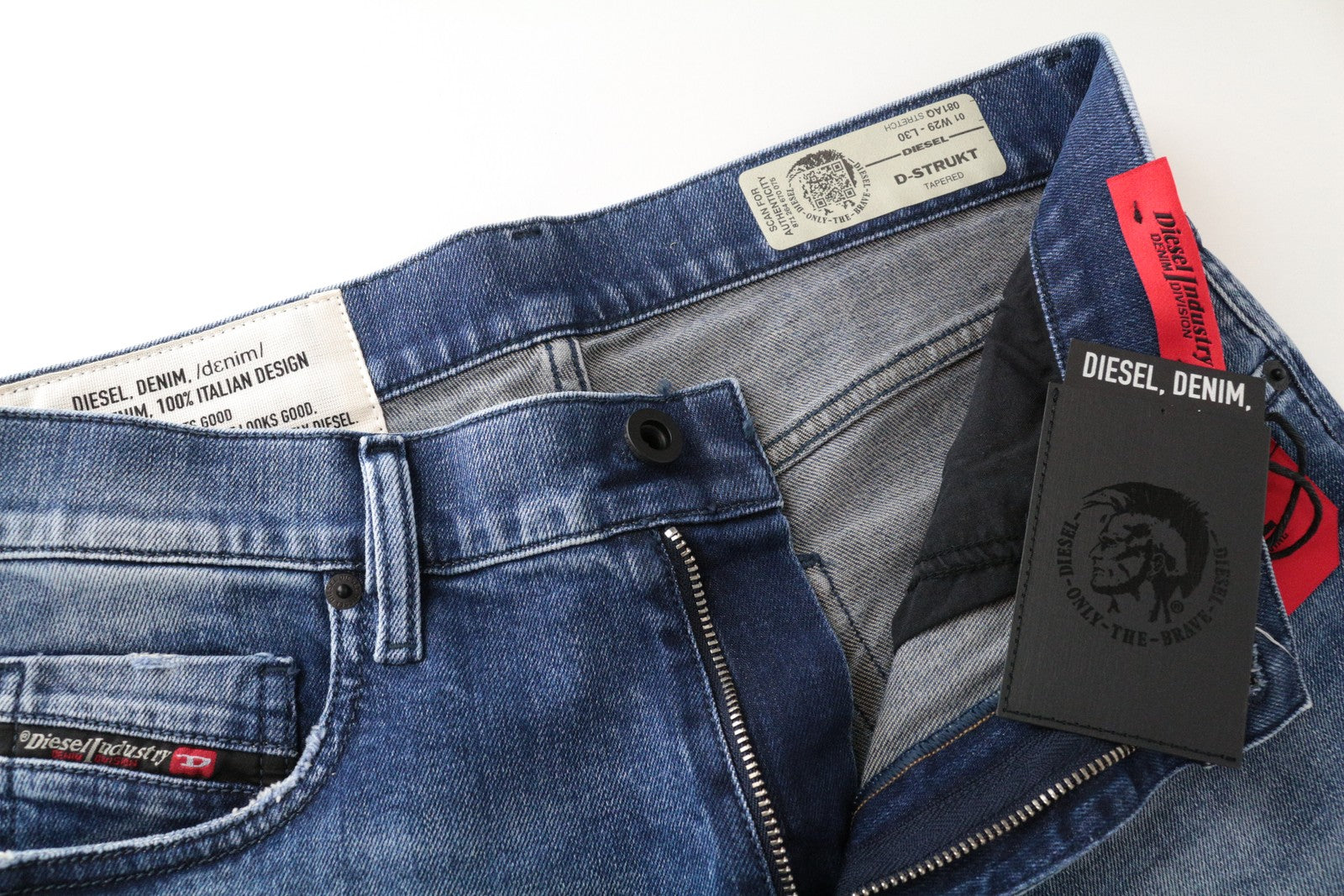 DIESEL D-Strukt 081AQ W29/L30 Taper Fit Blue Cotton Stretch Jeans for Men's Wash