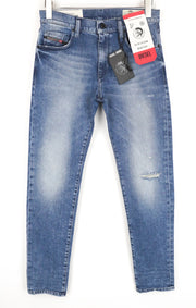 DIESEL D-Strukt 081AQ Ripped Blue Wash W29/L32 Taper Jeans Stretch Cotton Men's