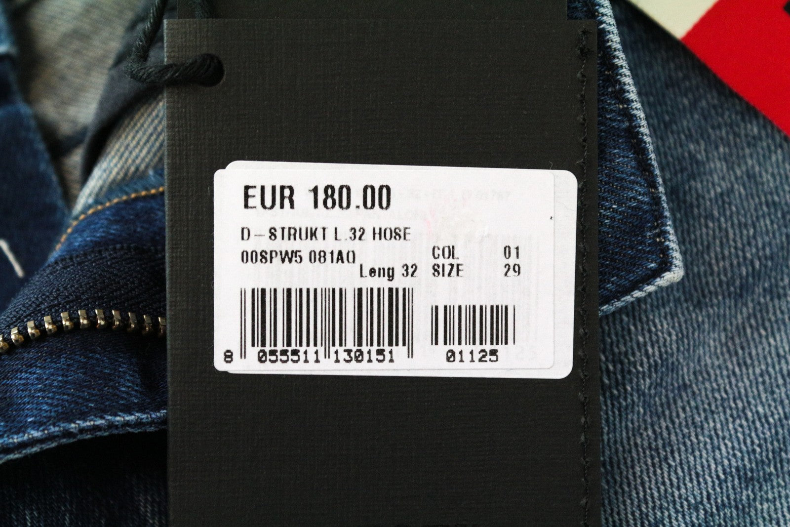 DIESEL D-Strukt 081AQ Ripped Blue Wash W29/L32 Taper Jeans Stretch Cotton Men's