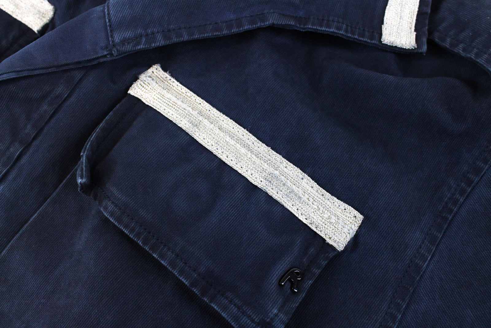 REPLAY Worker-Style Women Jacket M Dark Blue Short Overshirt Patched Pockets