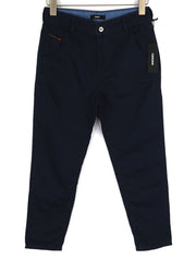 DIESEL Fayza-Evo-B Women Trousers W24 Dark Blue Linen Blend Slim Fit Zip Fly