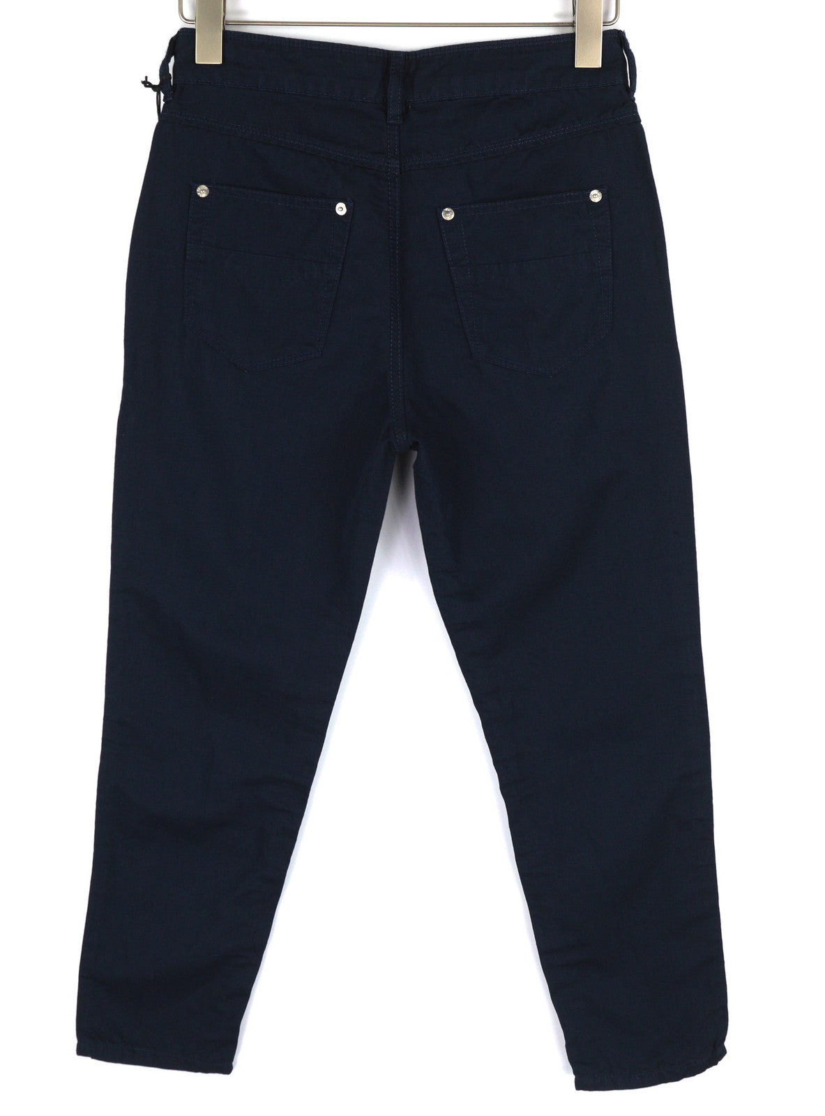 DIESEL Fayza-Evo-B Women Trousers W24 Dark Blue Linen Blend Slim Fit Zip Fly