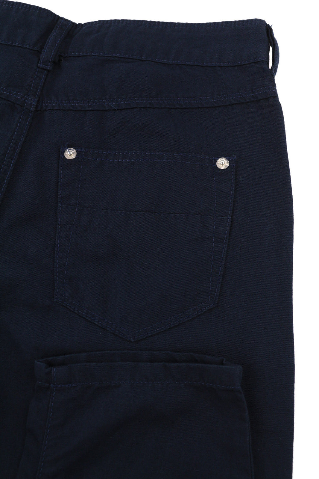 DIESEL Fayza-Evo-B Women Trousers W24 Dark Blue Linen Blend Slim Fit Zip Fly