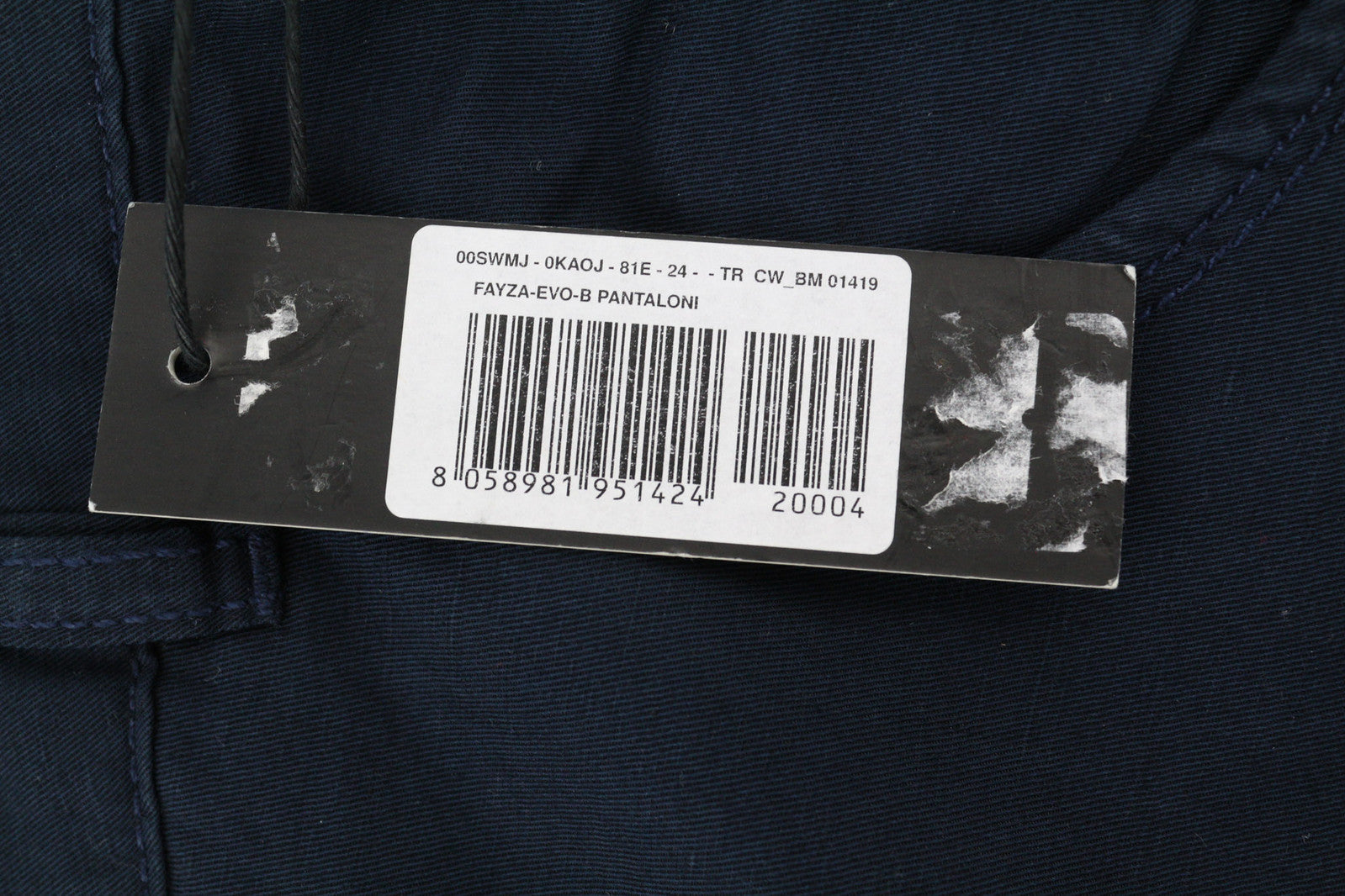 DIESEL Fayza-Evo-B Women Trousers W24 Dark Blue Linen Blend Slim Fit Zip Fly