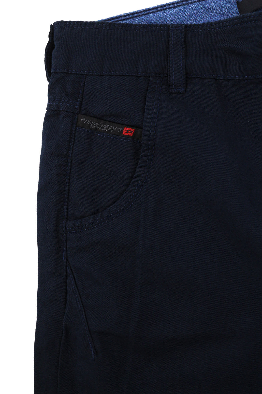 DIESEL Fayza-Evo-B Women Trousers W24 Dark Blue Linen Blend Slim Fit Zip Fly