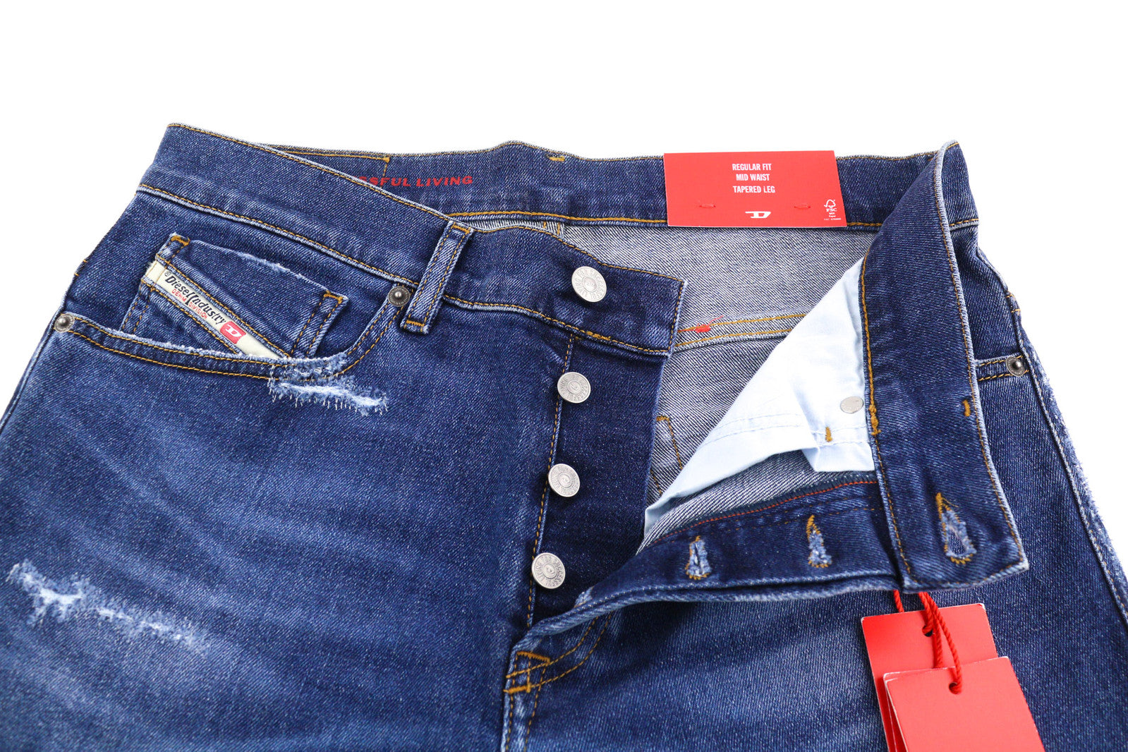 DIESEL 2005 D-Fining 09E07 Men Jeans W30/L30 Regular Fit Tapered Leg Distress