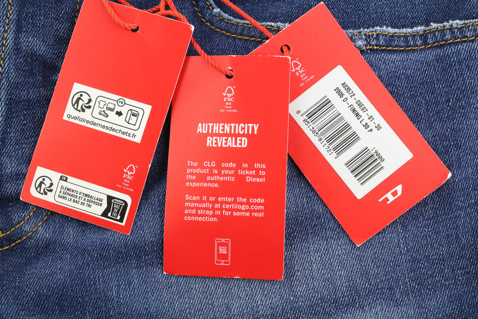 DIESEL 2005 D-Fining 09E07 Men Jeans W30/L30 Regular Fit Tapered Leg Distress