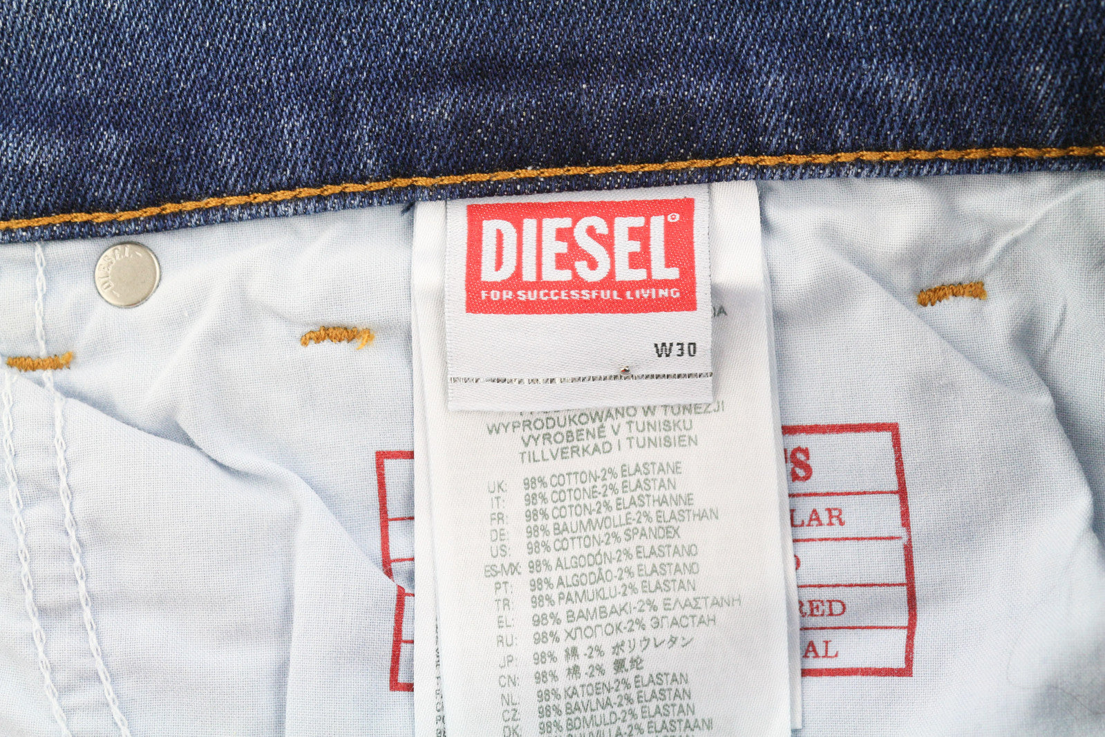 DIESEL 2005 D-Fining 09E07 Men Jeans W30/L30 Regular Fit Tapered Leg Distress