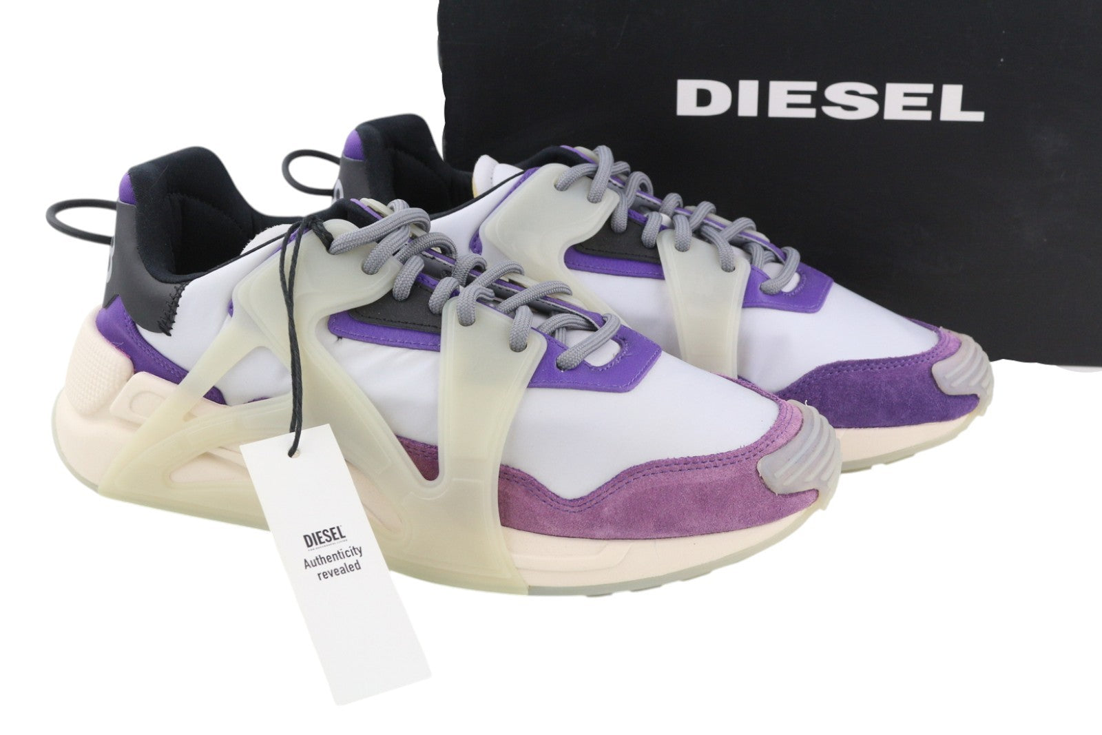 DIESEL S-Serendipity Mask Men Sneakers EU42.5 Grey Laced Almond Toe RRP€200