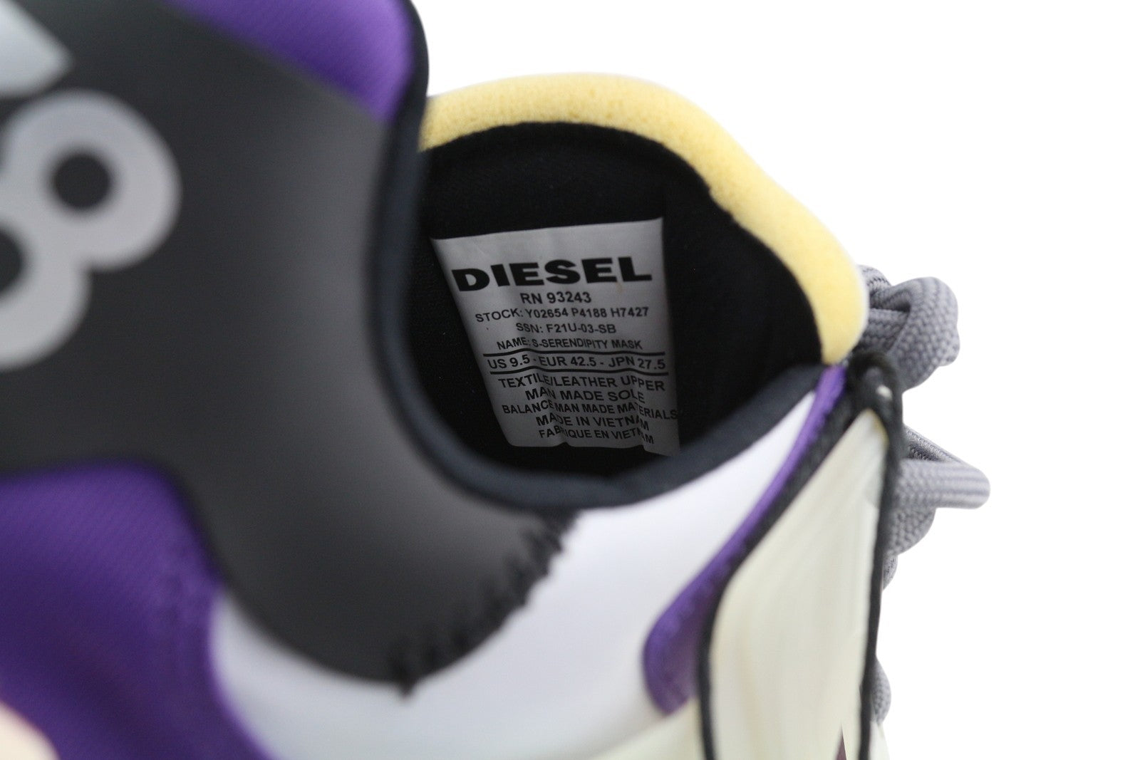 DIESEL S-Serendipity Mask Men Sneakers EU42.5 Grey Laced Almond Toe RRP€200