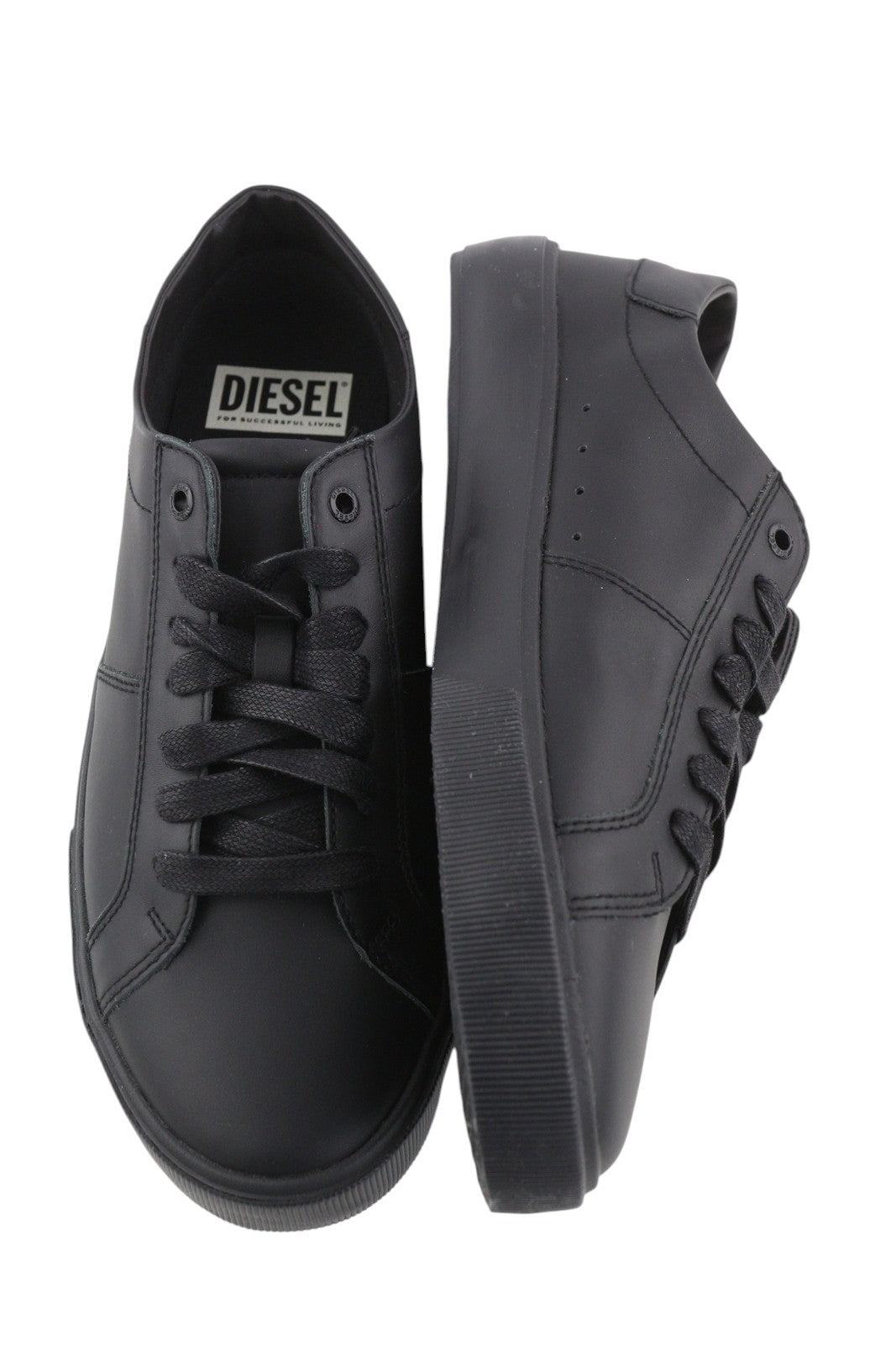 DIESEL S-Mydori LC Men Sneakers EU45 Leather Black Almond Toe RRP€200