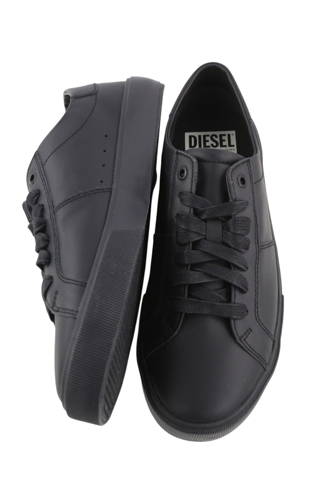 DIESEL S-Mydori LC Men Sneakers EU45 Leather Black Almond Toe RRP€200