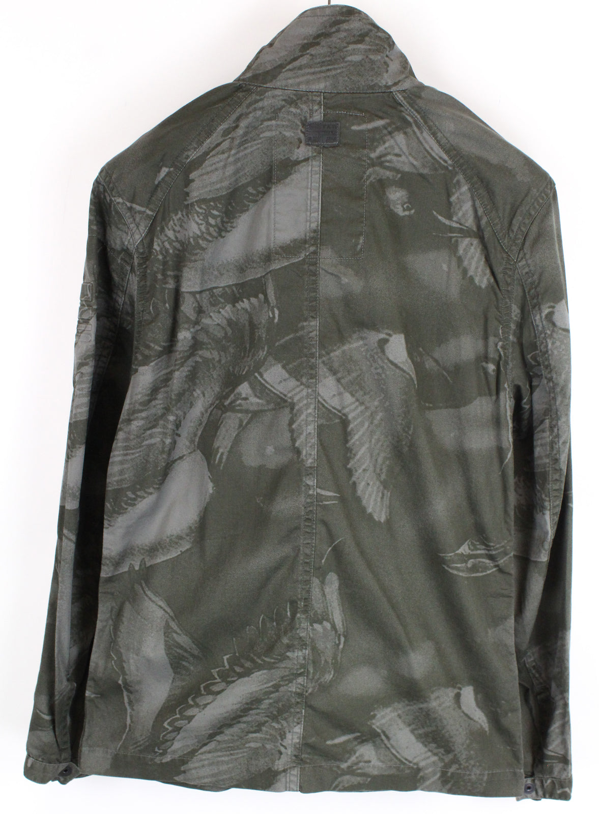 G-STAR Rovic Men Jacket XS Dark Green Overshirt Bird Pattern Twill Lined Zip-Up
