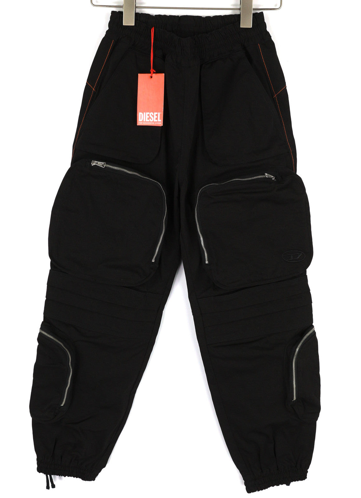 DIESEL P-Mirta-NL Women Trousers 2XS Black Cargo Patch Pockets RRP€300