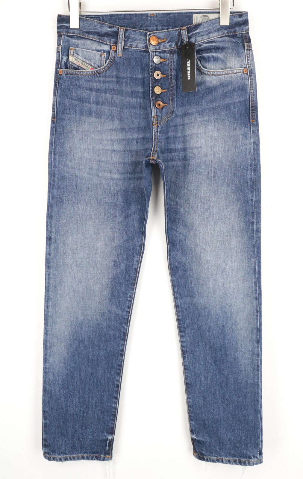 DIESEL Mharky-B 085AG W29/L32 Blue Cotton Wash Skinny Men's Jeans Plain Style