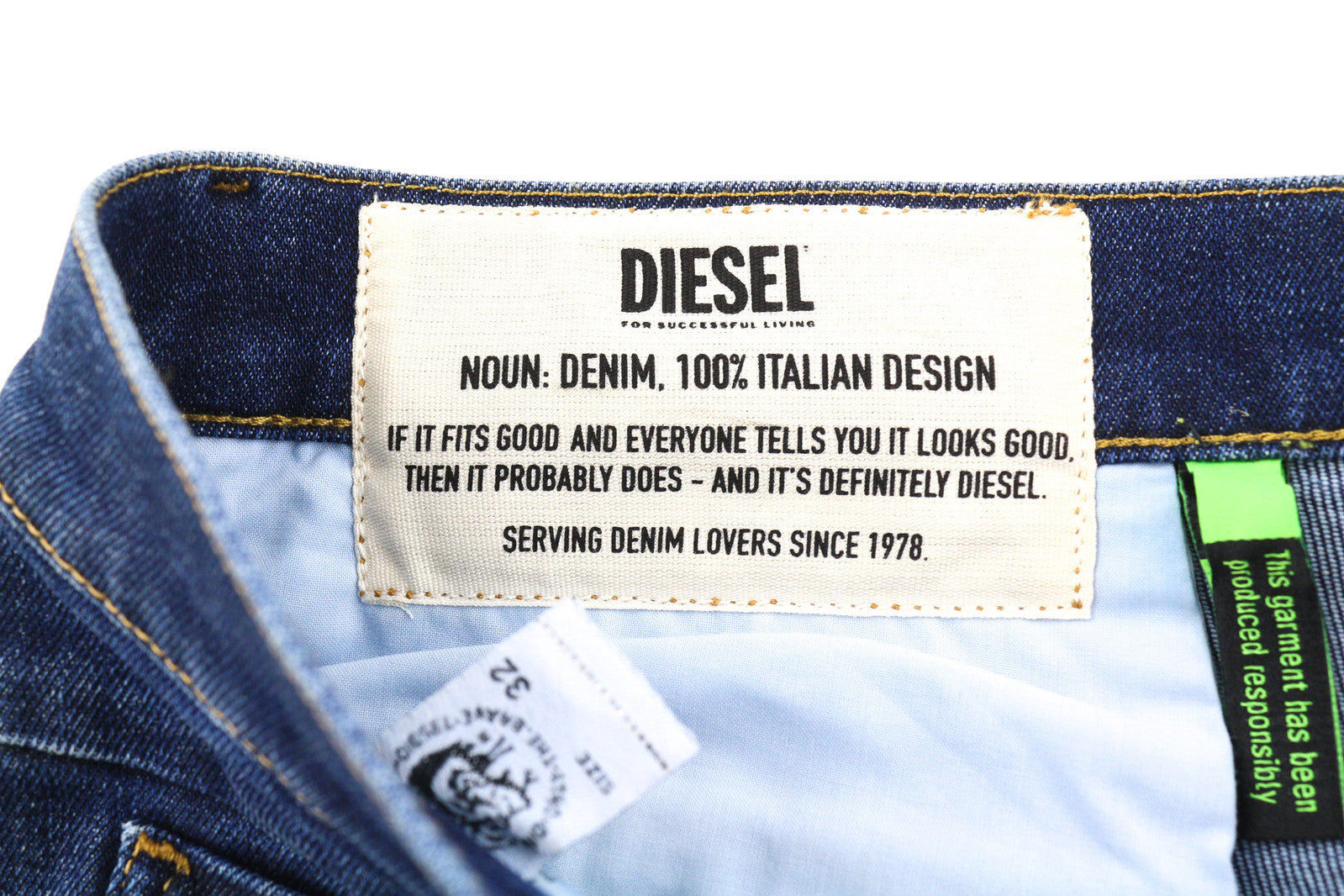 DIESEL D-Fining-Chino 009MI Men Jeans W32/L32 Tapered Fit Stretch Washed Blue