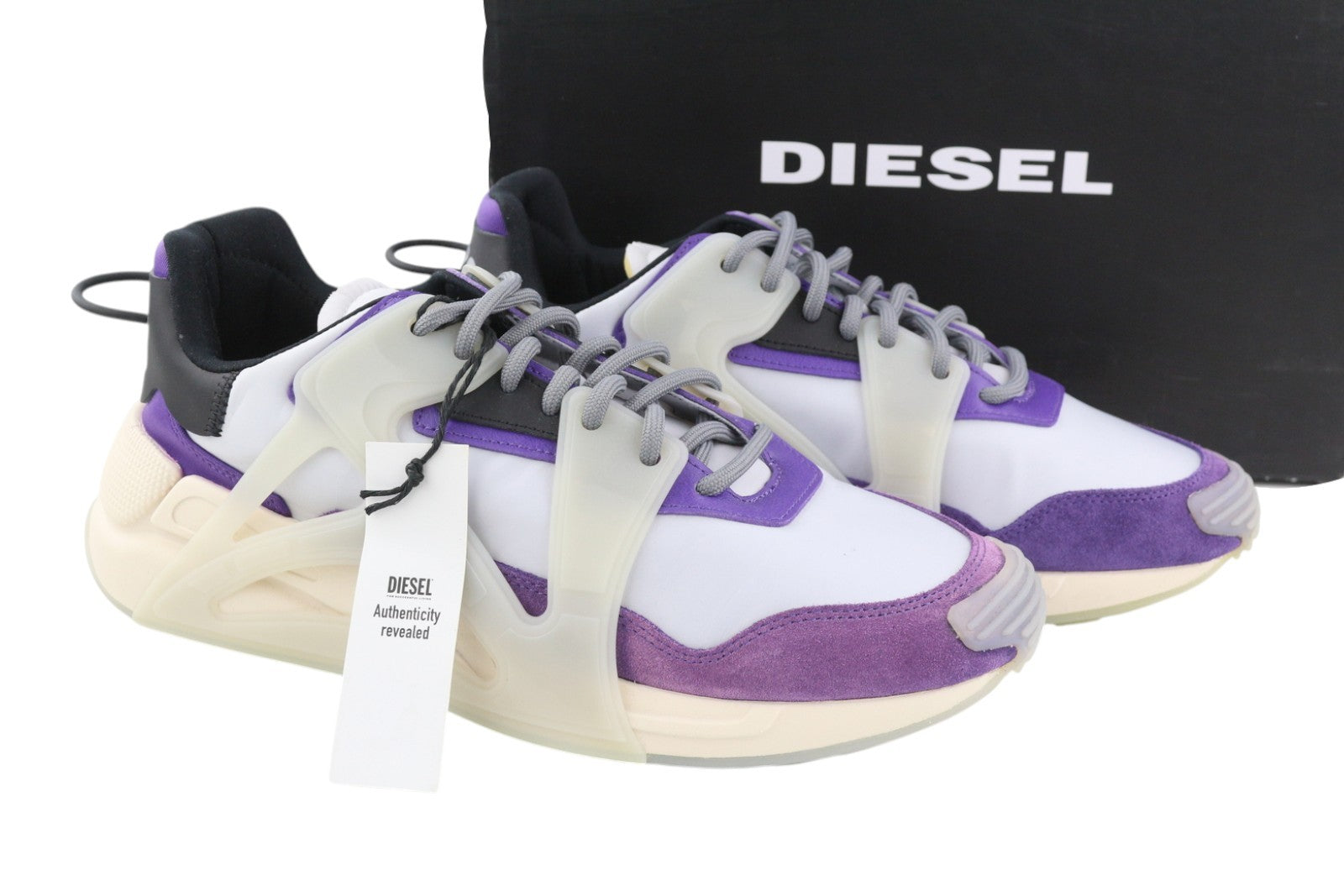 DIESEL S-Serendipity Mask Men Sneakers EU44.5 Grey Lace Up Almond Toe RRP€200