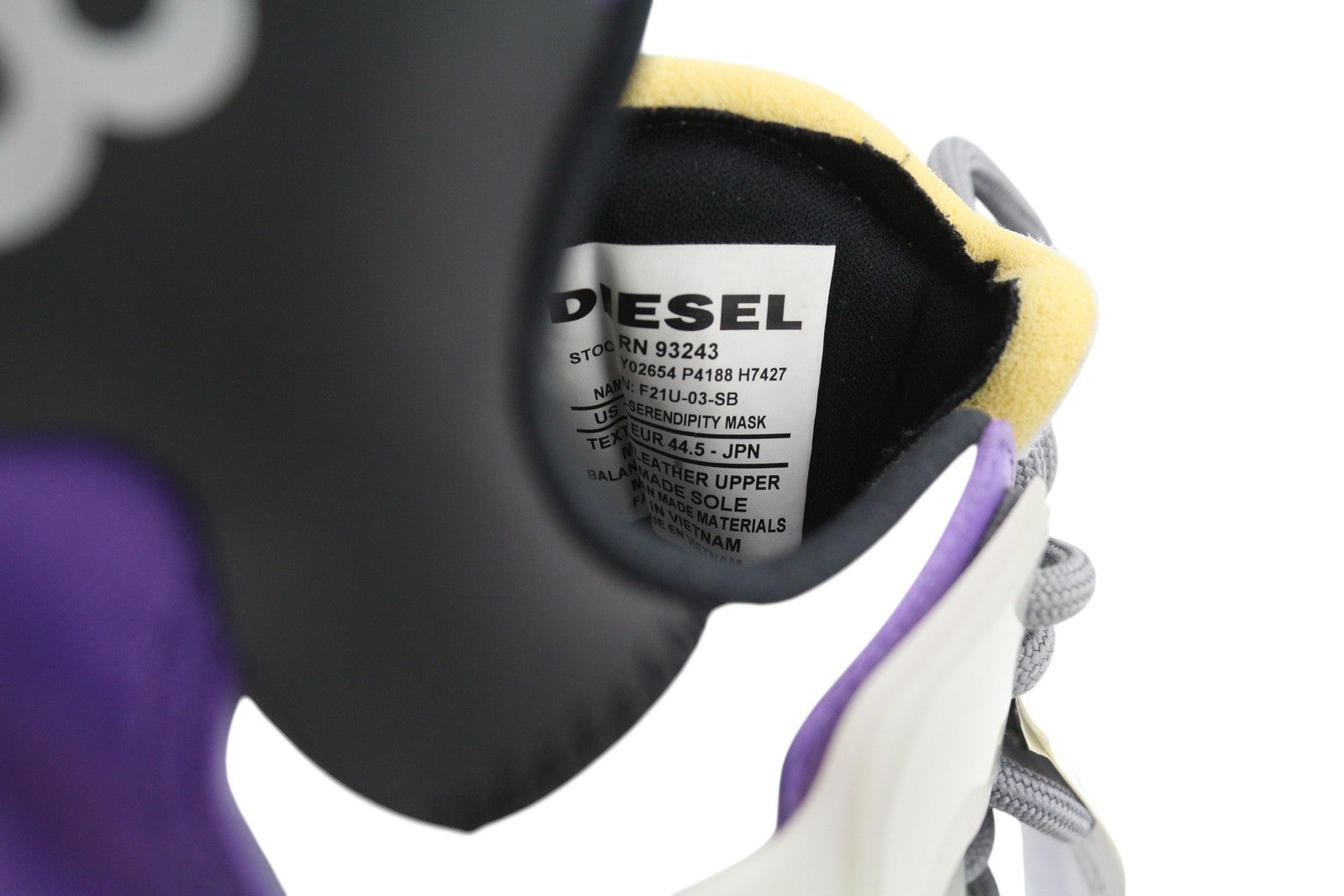 DIESEL S-Serendipity Mask Men Sneakers EU44.5 Grey Lace Up Almond Toe RRP€200