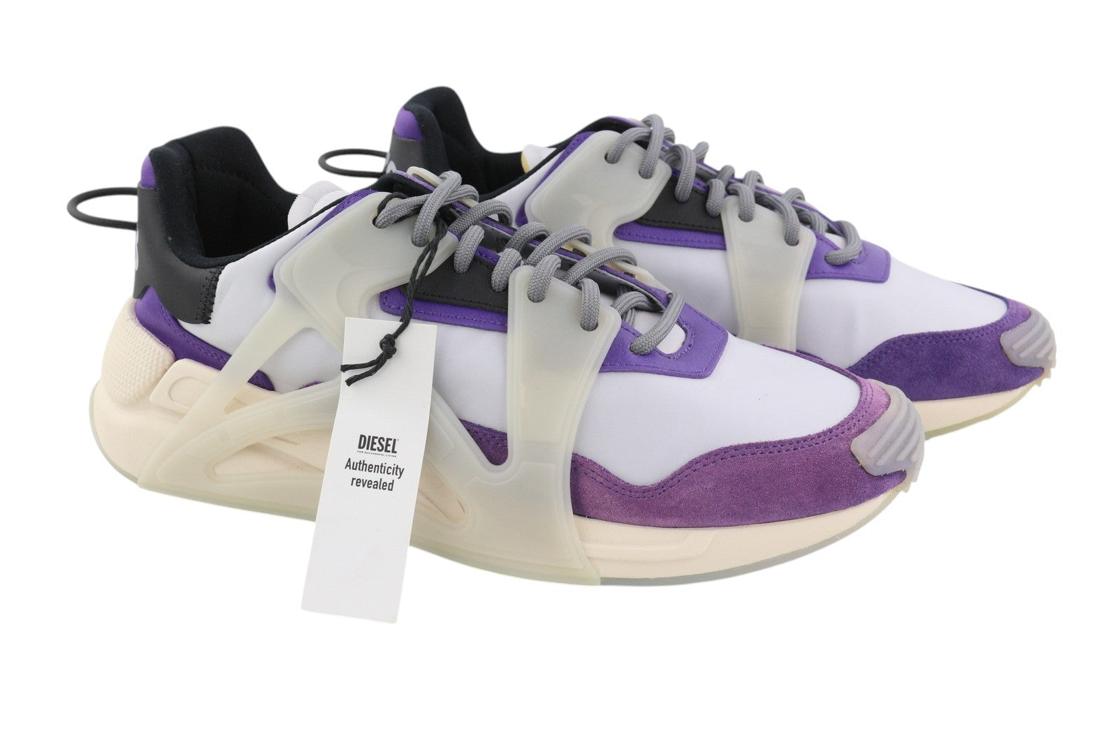 DIESEL S-Serendipity Mask Men Sneakers EU44.5 Grey Lace Up Almond Toe RRP€200