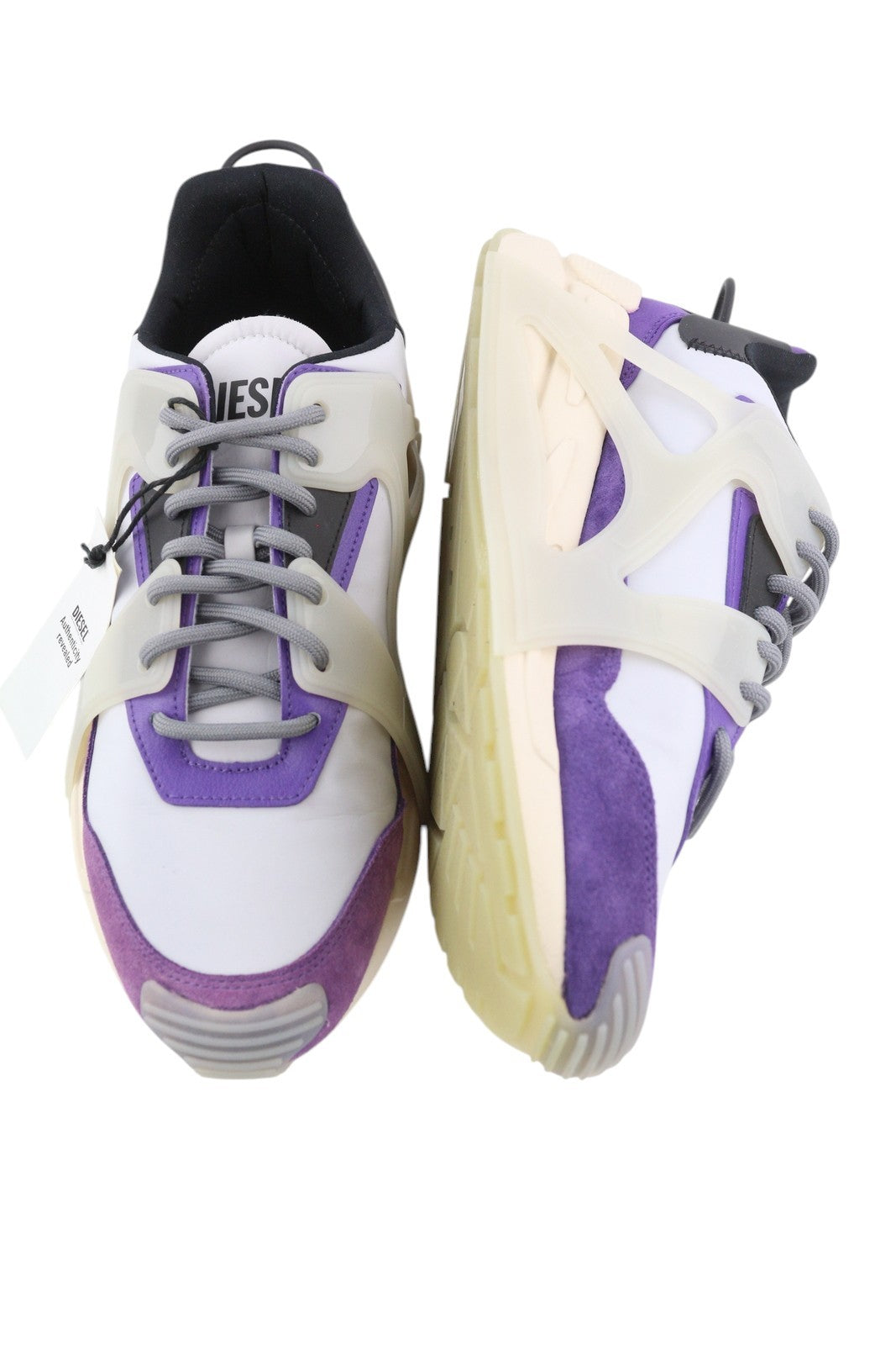 DIESEL S-Serendipity Mask Men Sneakers EU44.5 Grey Lace Up Almond Toe RRP€200