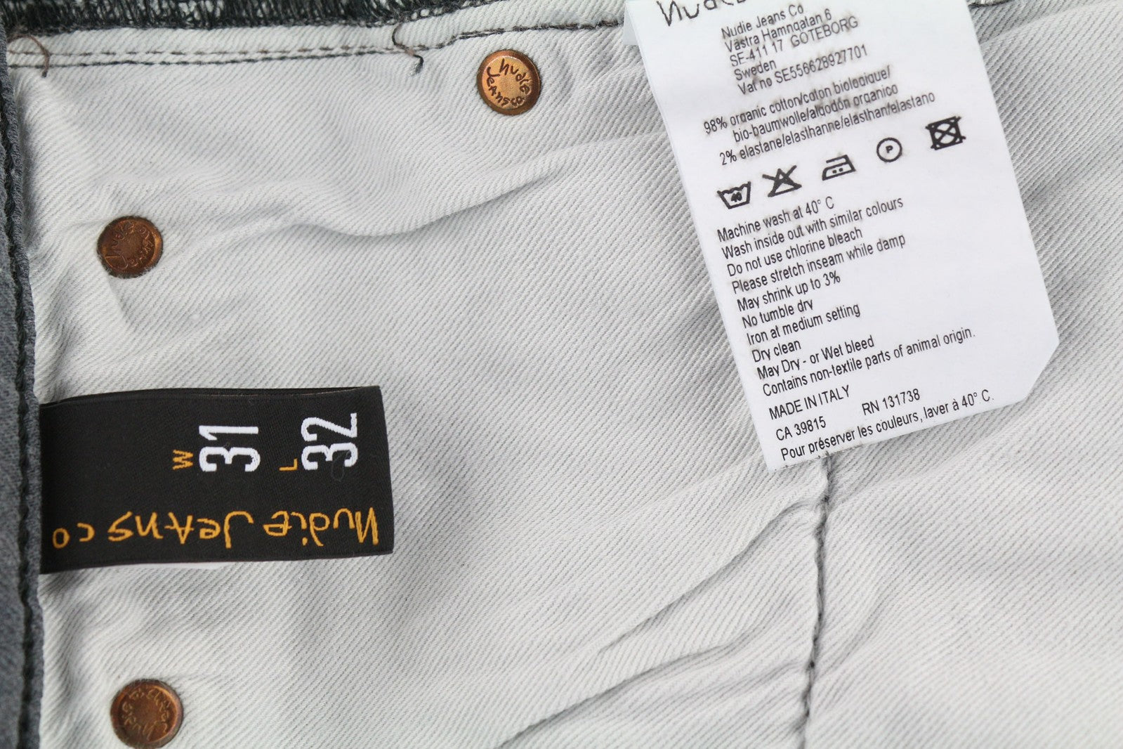 NUDIE JEANS Thin Finn Men Jeans W31/L32 Slim Fit Grey Washed Casual Stretch