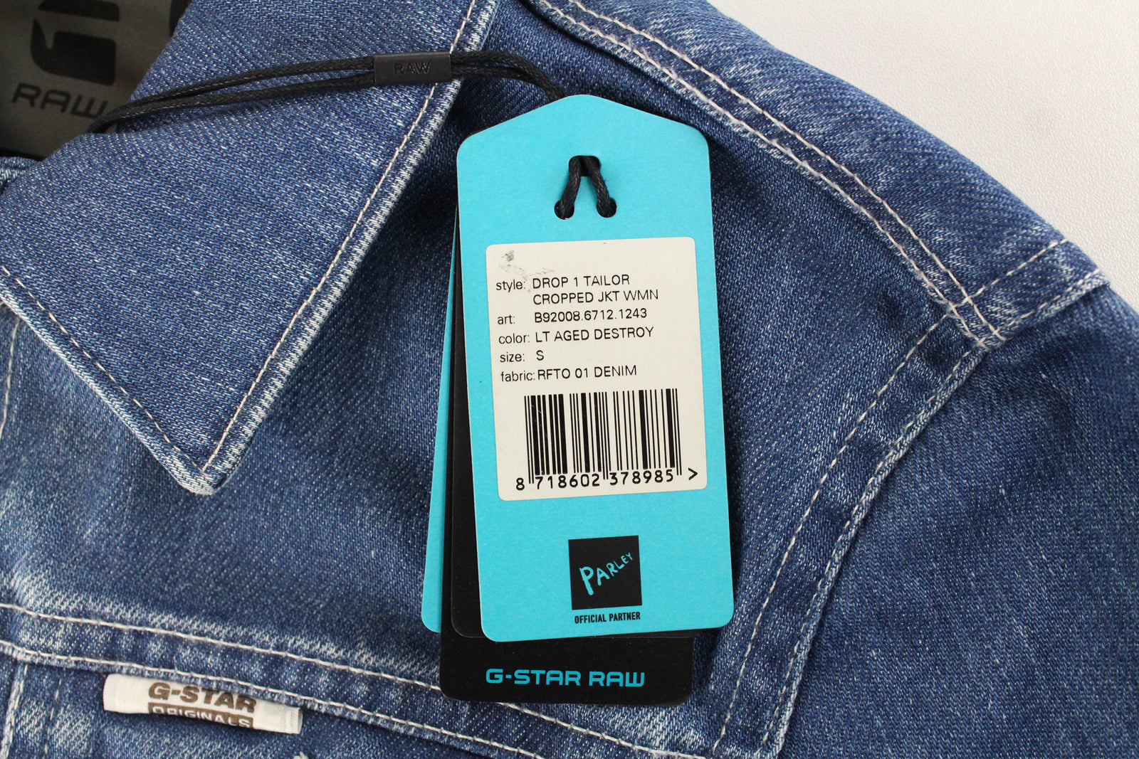 G-STAR Raw For The Oceans Parley Drop 1 Women Cropped Jacket Denim Patched S