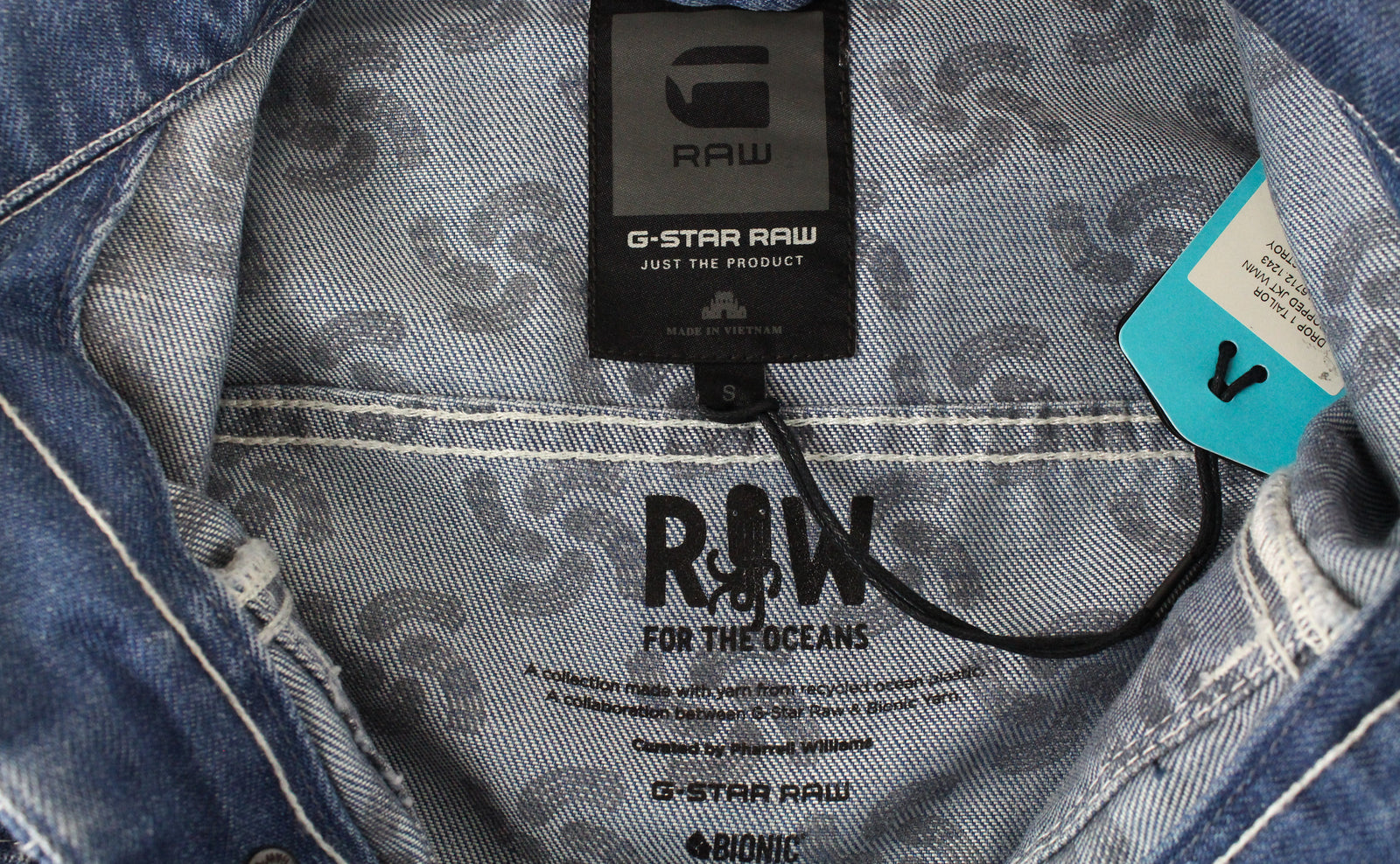 G-STAR Raw For The Oceans Parley Drop 1 Women Cropped Jacket Denim Patched S