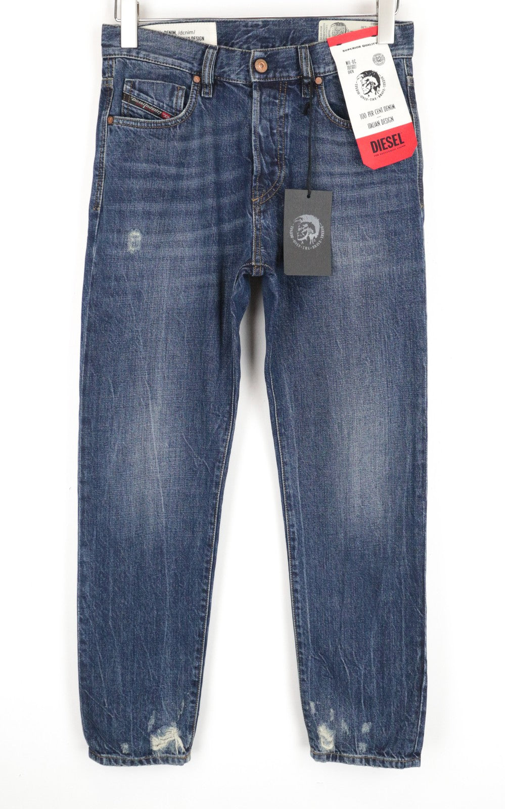 DIESEL Mharky 080AG W29/L30 Blue Washed Cotton Jeans Men's Skinny Pure Fit