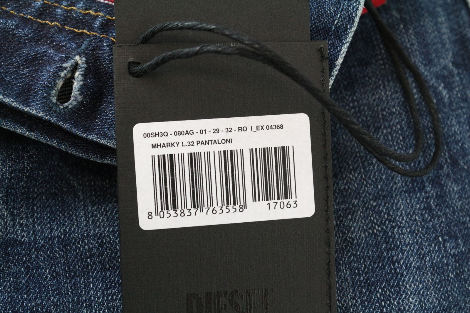 DIESEL Mharky 080AG W29/L32 Washed Ripped Jeans Men's Skinny Cotton Pure Blue