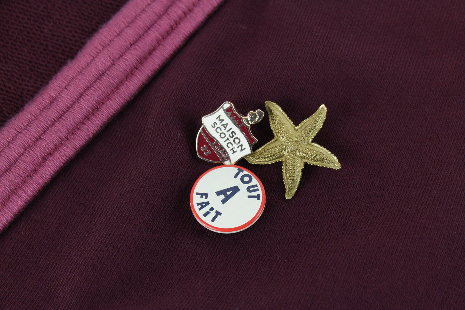 MAISON SCOTCH Bon Voyage Women Sweater L Open Cardigan Burgundy Tight-Knit