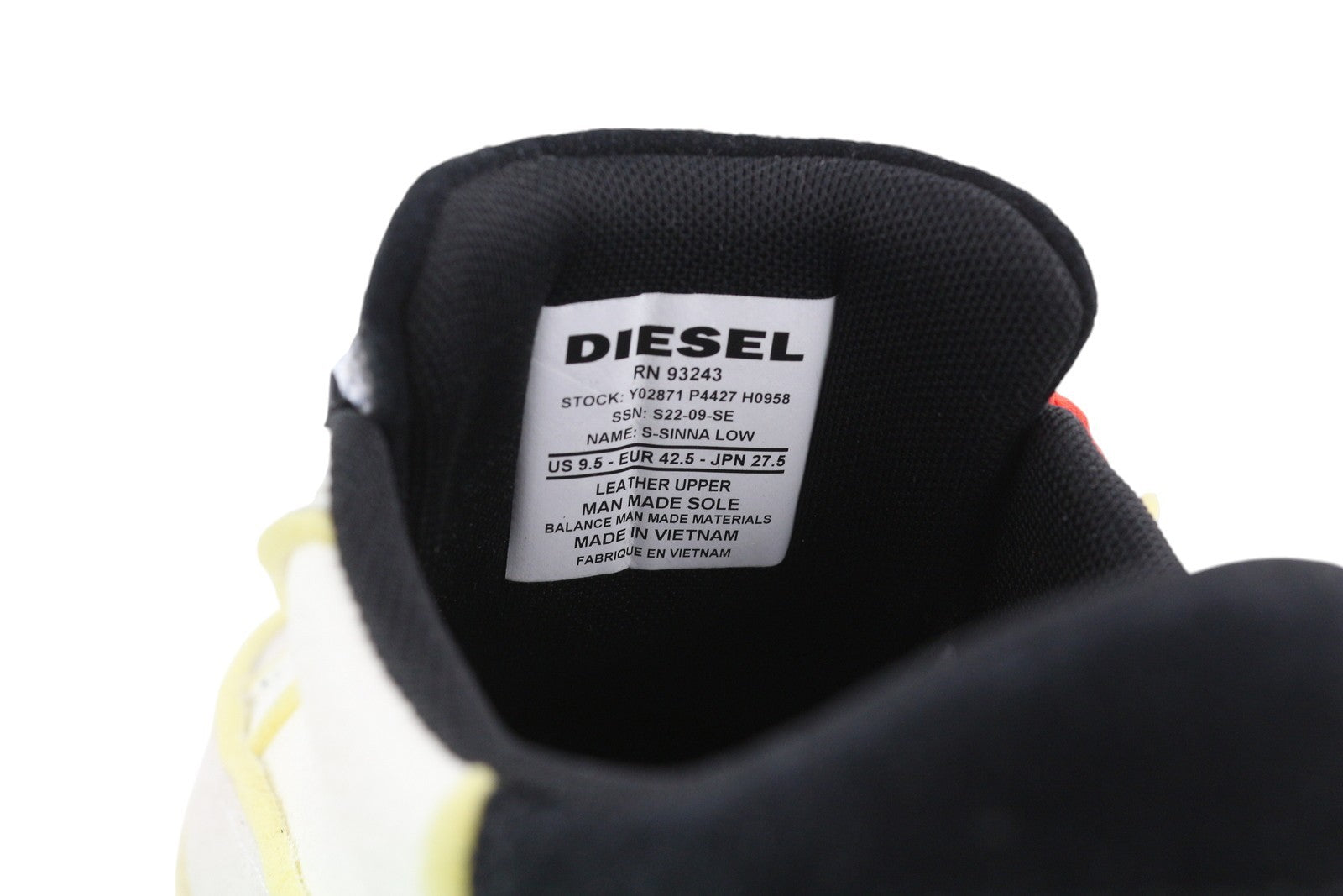 DIESEL S-Sinna Low Men Sneakers EU42.5 White Leather Low Top Lace Up RRP€160