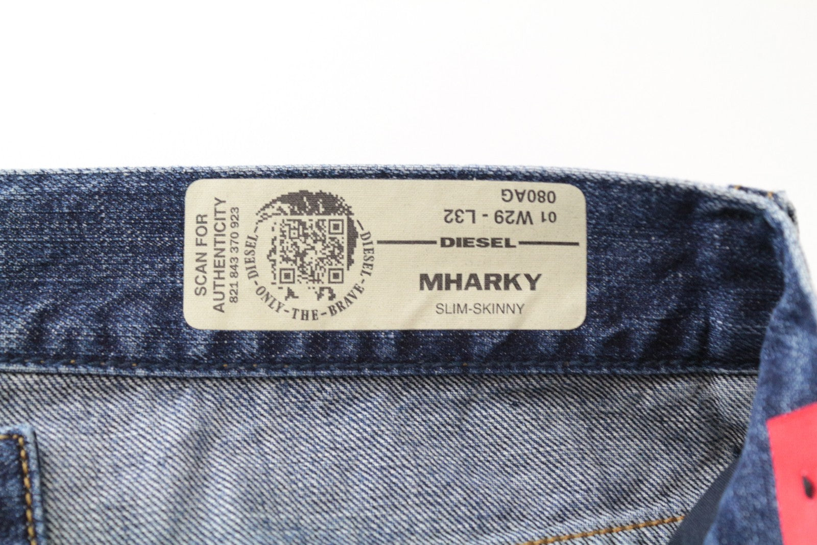 DIESEL Mharky 080AG W29/L32 Pure Cotton Jeans Button-Fly Blue Men's Skinny Style