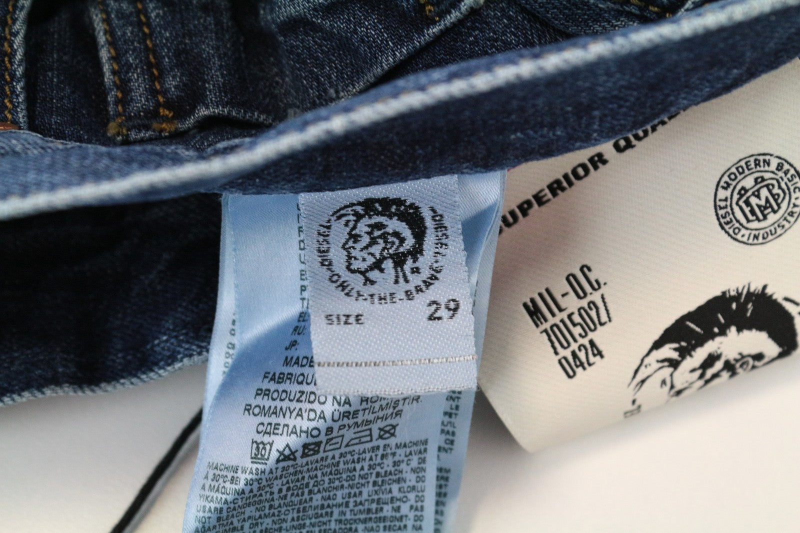 DIESEL Mharky 080AG W29/L32 Pure Cotton Jeans Button-Fly Blue Men's Skinny Style