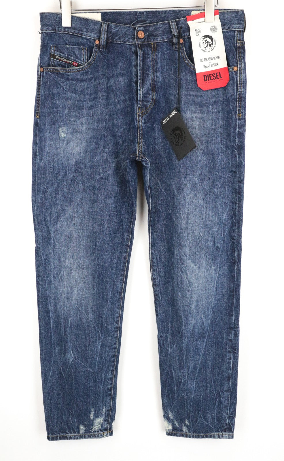 DIESEL Mharky 080AG W34/L32 Button Fly Jeans Slim Blue Cotton Skinny for Men's