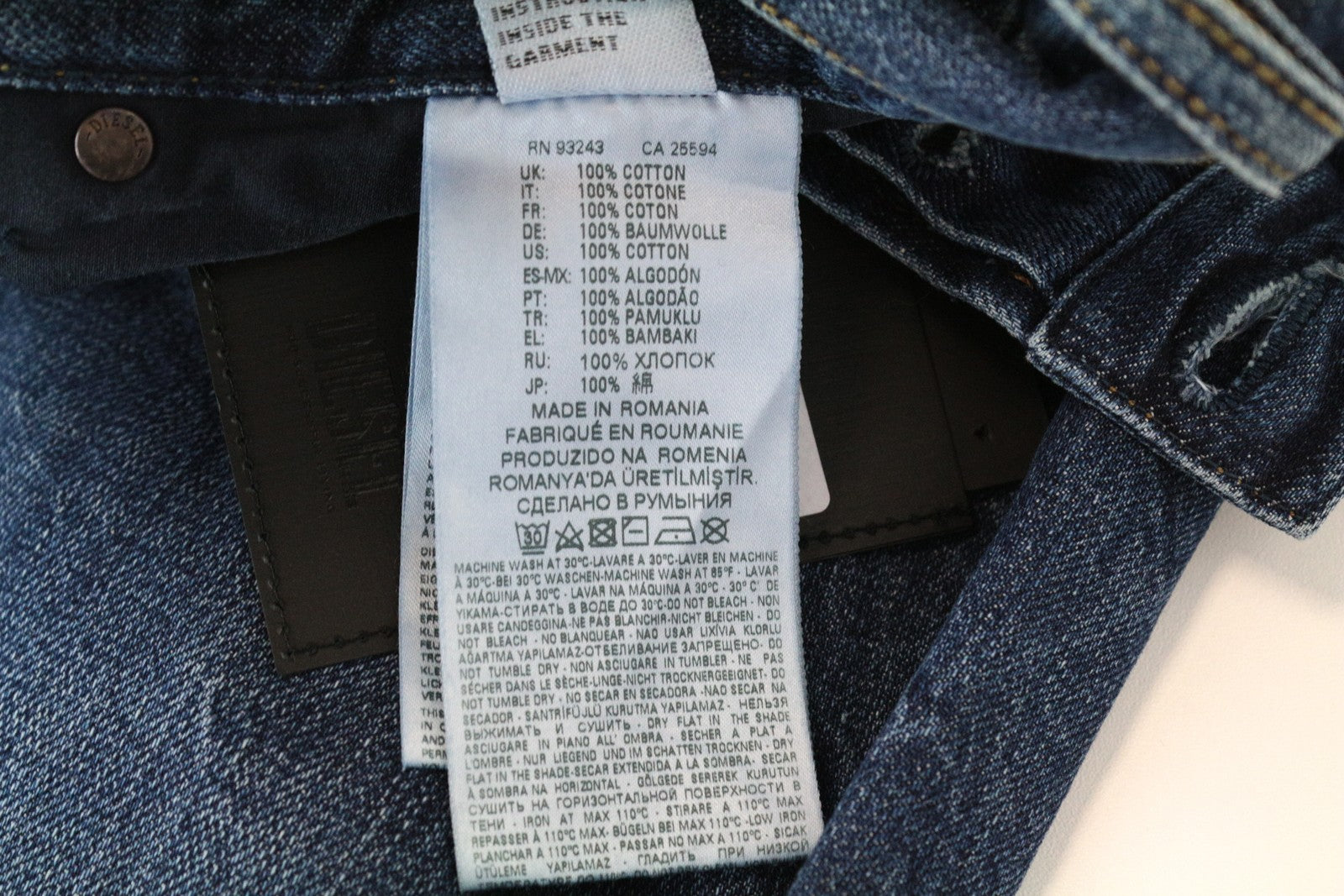 DIESEL Mharky 080AG W34/L32 Button Fly Jeans Slim Blue Cotton Skinny for Men's