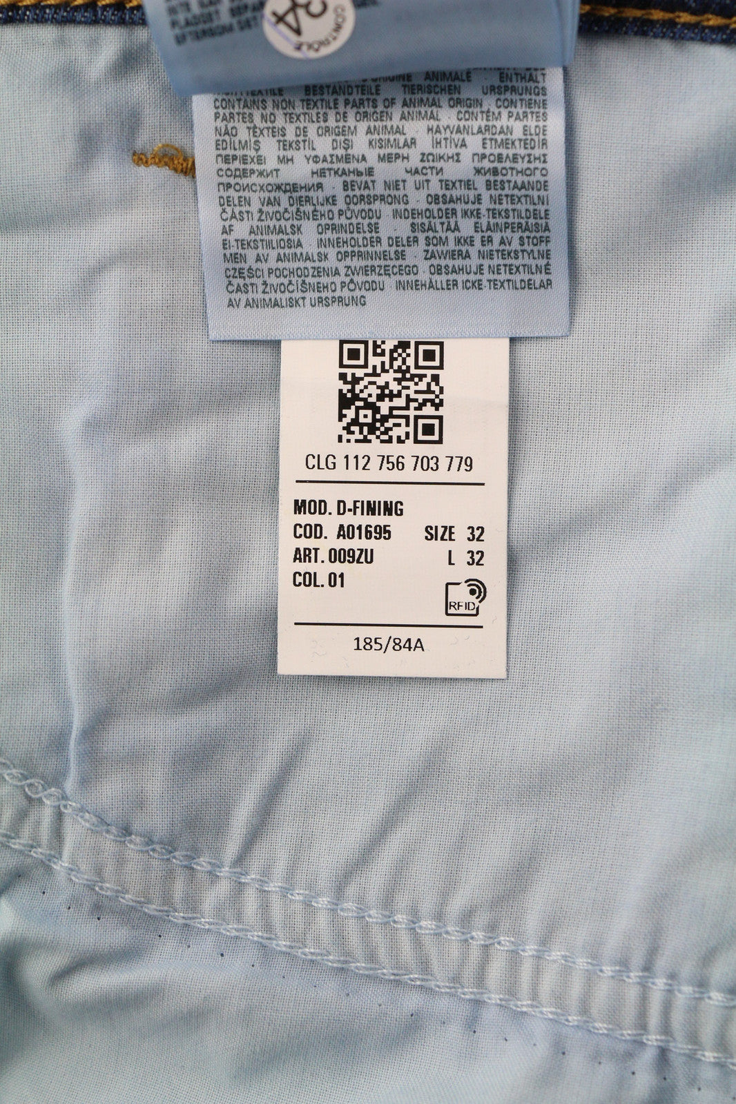 DIESEL D-Fining 009ZU Men Jeans W32/L32 Tapered Fit Stretch Washed Denim Blue