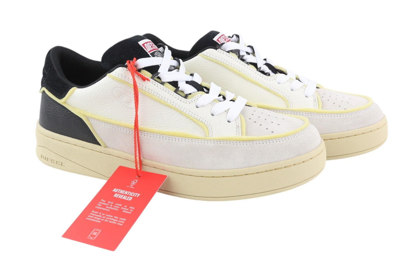 DIESEL S-Sinna Low Men Sneakers EU41 White Leather Low Top Lace Up RRP€160