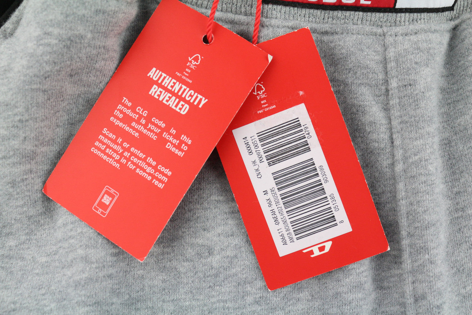 DIESEL AMSB-Bounss-HT02 Men Trousers M Grey Melange Sweat Pockets RRP€125