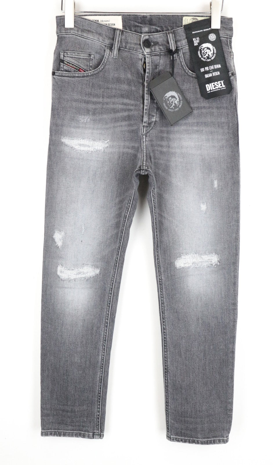 DIESEL D-Eetar 0890F Grey Distressed W28/L30 Jeans Cotton Taper Fit Men's Style