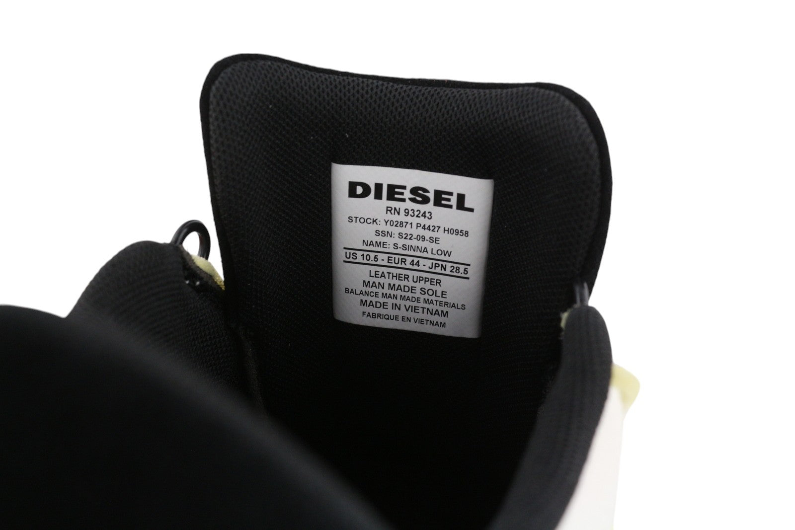 DIESEL S-Sinna Low Men Sneakers EU44 White Leather Low Top Lace Up RRP€160