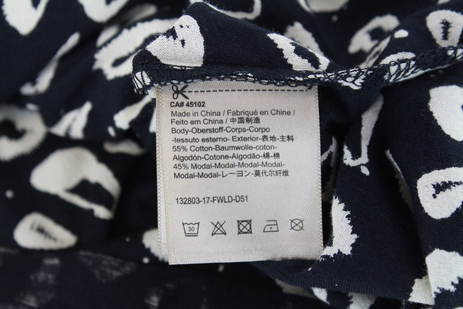 SCOTCH & SODA Women Top S Short Sleeve Double-Layer Crew Neck Animal Print