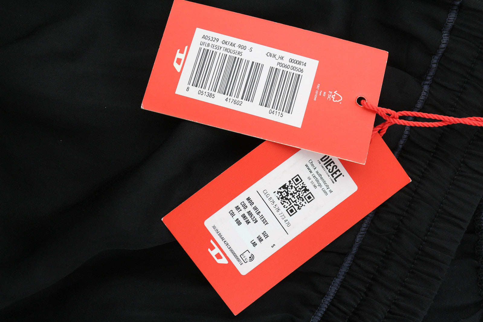 DIESEL UFLB-Tessy Women Trousers S Black Sweat Elastic Waist Slim Fit Logo Print