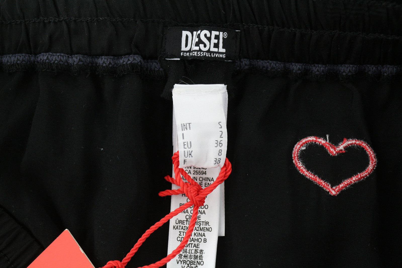 DIESEL UFLB-Tessy Women Trousers S Black Sweat Elastic Waist Slim Fit Logo Print