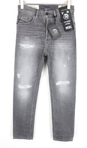 DIESEL D-Eetar 0890F W29/L30 Washed Ripped Grey Taper Jeans Stretch Cotton Men's