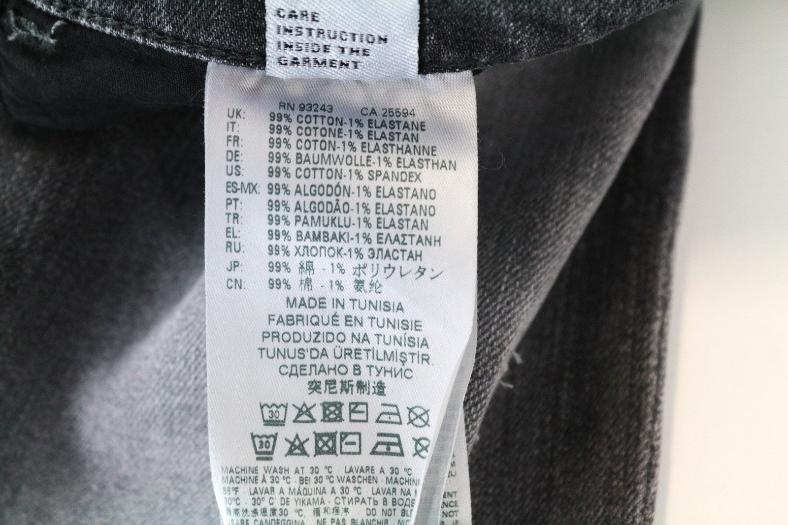 DIESEL D-Eetar 0890F W29/L30 Washed Ripped Grey Taper Jeans Stretch Cotton Men's